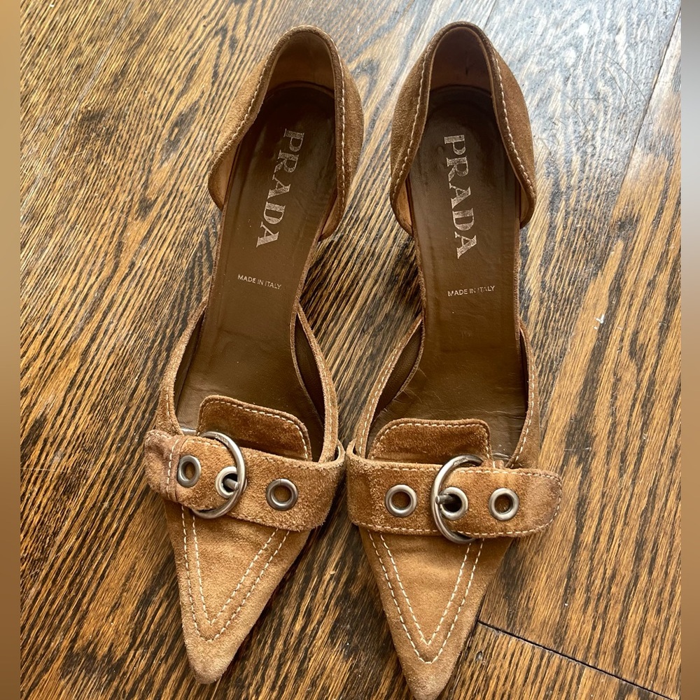 vintage Prada pointed buckle heel